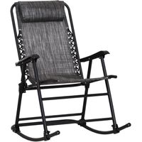 Outsunny Fauteuil à Bascule Rocking Chair Pliable de Jardin dim. 94L x 64l x 110H cm Acier époxy textilène Gris chiné