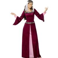 Costume Médiéval Marion Pourpre - Multicouleur - Femme - Modèle Médiéval - Polyester