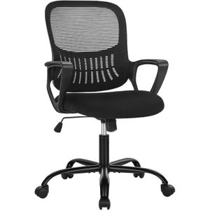 CHAISE DE BUREAU Chaise de bureau pour ordinateur - chaise exécutive de gestionnaire - en maille ergonomique mi-hauteur avec roulettes - noir