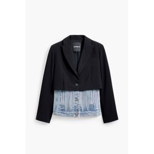 Manteau Femme DESIGUAL Taille 36 (S) Gris - Motifs Géométriques - Coupe Slim - Occasion Très Bon État