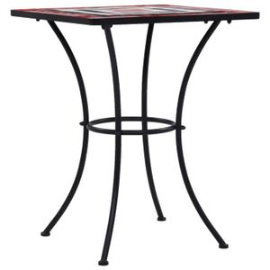 TABLE DE JARDIN  Table de bistro mosaïque Terre cuite et blanc 60 cm Céramique-ASH7628922322197
