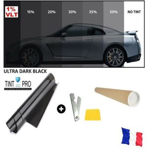 PARE-SOLEIL Film Solaire Noir Qualité Vitres Pro 6m X 76cm Teinté 1% Vlt Auto Ultra Limo