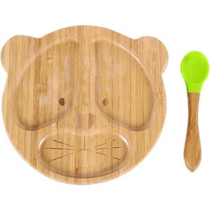 Assiette A Ventouse Pour Bebe Plat D Alimentation A Ventouse En Bambou Naturel En Forme De Tete De Renard Cdiscount Puericulture Eveil Bebe