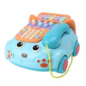 TÉLÉPHONE JOUET Omabeta Jouet de téléphone pour bébé Bébé téléphone jouet dessin animé avec musique lumière enfants enfants jeux accessoire Bleu