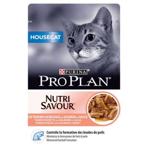 BOITES - PATÉES PRO PLAN Nutrisavour Housecat au saumon - Pochons - Pour chat adulte - 85 g