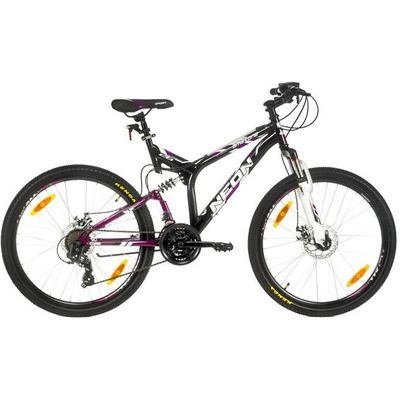 Velo VTT 26 Femme Cadre Tout Suspendu Double freins a disques 21 Vit. Poignee a Gachettes derailleur Shimano Cdiscount Sport