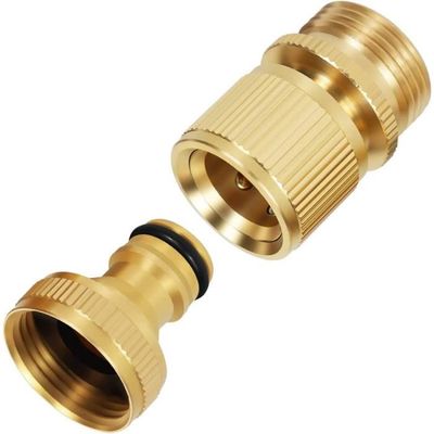 4 Raccords De Tuyau D'Arrosage En Laiton 1/2" | Double Connecteur Mâle/Femelle, Compatible Gardena, Pour Jardin - 8
