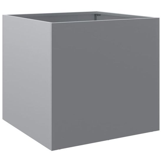 Jardinière En Acier Galvanisé Argenté 42x40x39 Cm - Résistante Intempéries, Design Moderne, Pour Terrasse, Balcon, Jardin