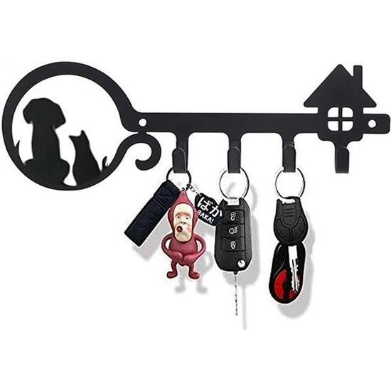 Porte clés mural - 7 crochets en teinte acier brossé
