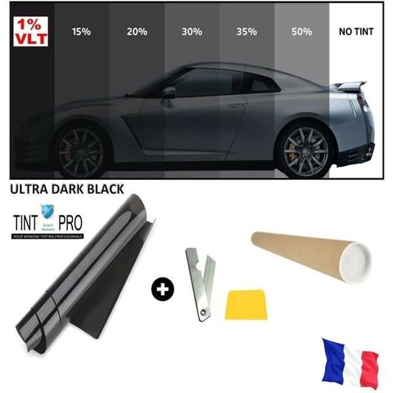 Film Solaire Noir Qualité Vitres Pro 6m X 76cm Teinté 1% Vlt Auto Ultra Limo