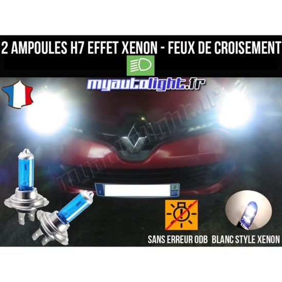 Pack ampoules H7 blanc xenon feux croisement-code pour RENAULT CLIO 4
