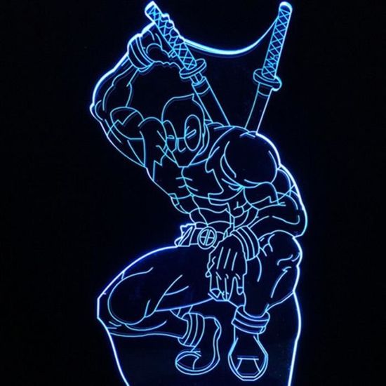Deadpool Lampe 3d 7 couleurs Led lampes de nuit pour enfants tactile Usb Table Lampara Lampe veilleuse bébé~7  HH10474