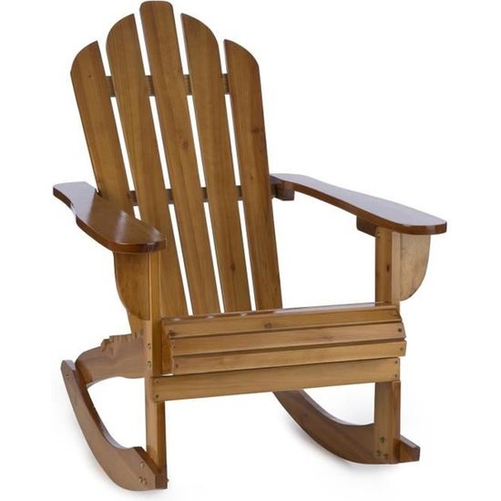 Blumfeldt Rushmore | Chaise à bascule style adirondack | Rocking Chair | 71x95x105 |Résistant aux intempéries |  Bois sapin | marron