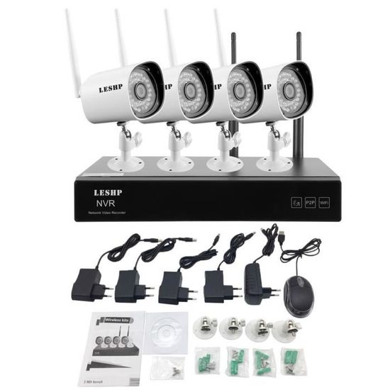 LESHP cam ra de surveillance sans fil ext rieur 4CH WIFI NVR 4