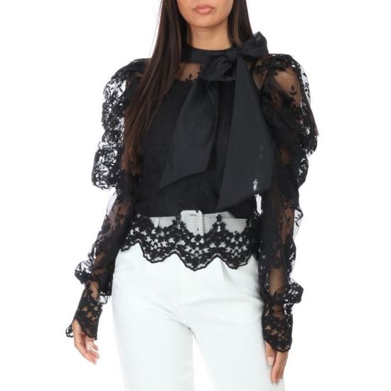 Blouse noire sales manches bouffantes