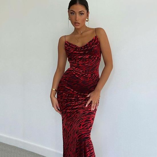 Robe Longue La Femme Taille 4 - Imprimé Zèbre Noir/gris/blanc, Mousseline De Soie, Sans Bretelles, Neuve Sans étiquettes