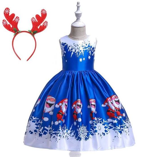 Robe De Noël Fille Avec Tutu Et Dentelle - Imprimé Père Noël - Taille 10 Ans (autres Tailles Dispo)