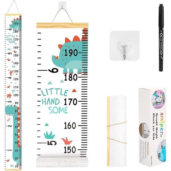 Toise Murale Dinosaure - Autocollant Mesure Croissance Bébé Enfant 10-170 Cm - Stylo Inclus - Idéal Chambre