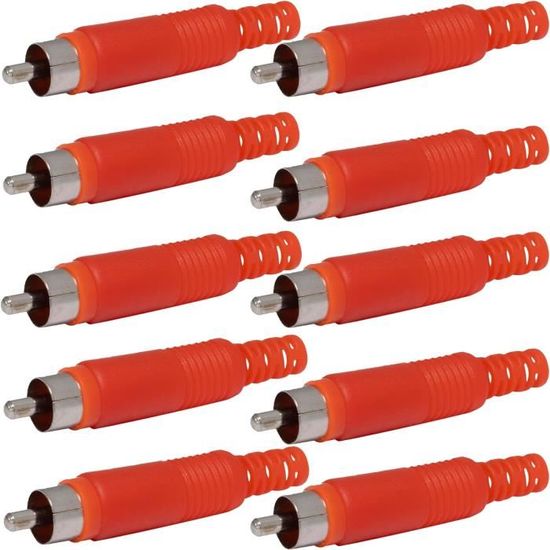 3 Fiches RCA Mâles à Souder - Couleurs Noir, Rouge, Jaune, Blindées, Neuves