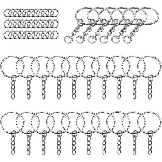 Lot De 200 Anneaux Porte-clés 25mm - Métal Argenté - Pour Clés Et Bricolage