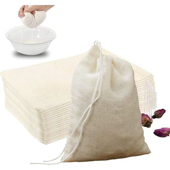 10 Petits Sacs En Coton Mousseline Avec Cordon De Serrage – 12x10 Cm – Réutilisables Pour Bijoux, Cadeaux, DIY