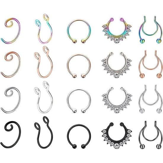 Anneaux de Segment à charnière en acier chirurgical, 1 pièce de 16g, Septum nez Clicker Piercing