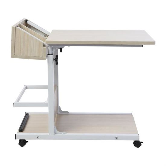 Bureau Ordinateur Portable Amovible Cocoarm Avec Roulettes Et Tiroir - Blanc