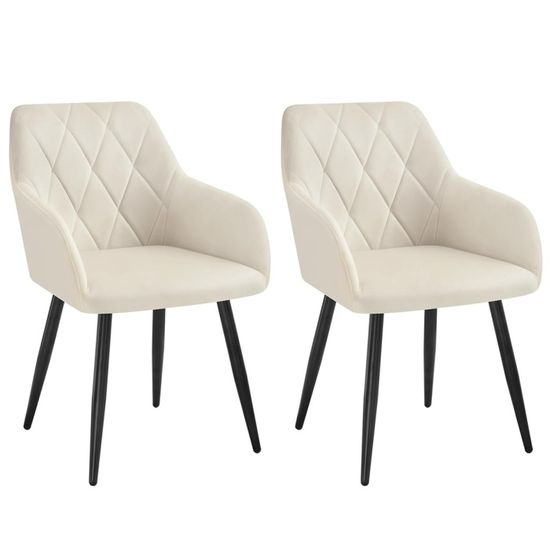 Tectake Ensemble De Chaises De Salle à Manger Siège Rembourré Blanc Lot De 4