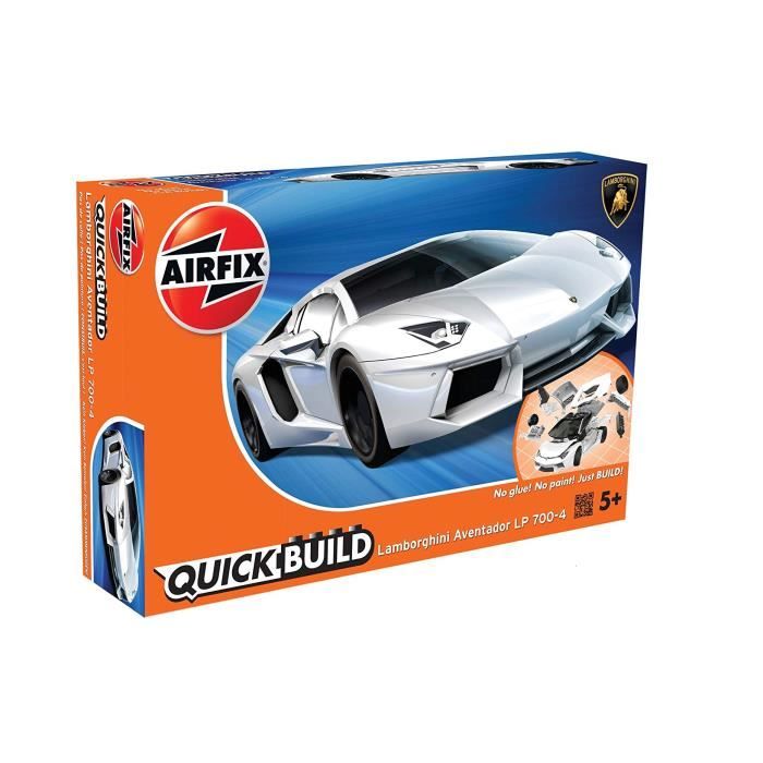 Airfix Quick Build Kit de construction pour véhicule en plastique Lamborghini Aventador, blanc
