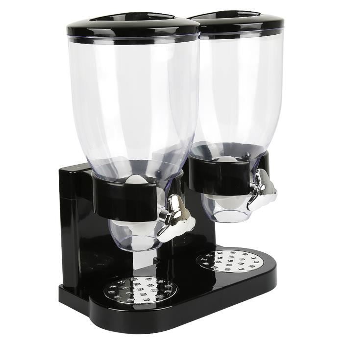 Distributeur alimentaire à double récipient 3.5 L pour céréales ou fruits secs