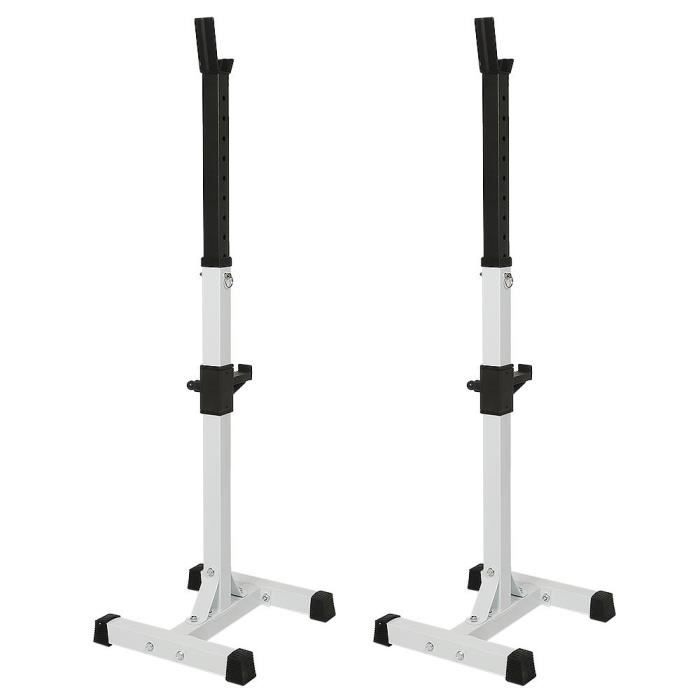 Rack Squat Noir/Blanc Rack Squat Support de Musculation Réglable Squats et Bench presss