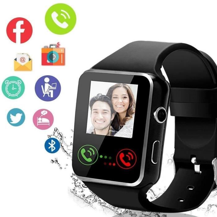 Montre Connectée Intelligente IP68 Etanche Smartwatch Sport Bluetooth Écran tactile Tracker -FR