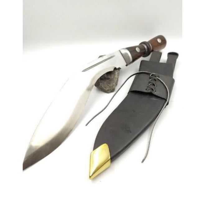 Couteau Lame en acier inoxydable Manche en bois avec Etui en Cuir MACHETTE / HACHE / COUTEAU MULTIFONCTION / CUISINE / SPORT