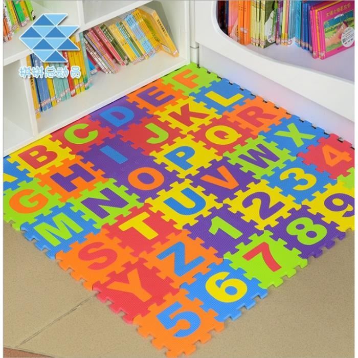 36pcs Puzzle Tapis en Doux Mousse Pour bébé/enfant,Tapis de Puzzle (Lettres + Chiffres)