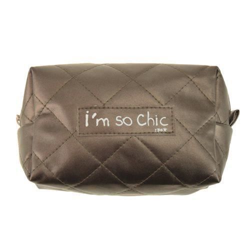 Incidence Paris 61919 Trousse de toilette I'm so chic Bronze Petit modèle Façon cuir matelassé Fermeture zip H10 x 7 x 16 cm
