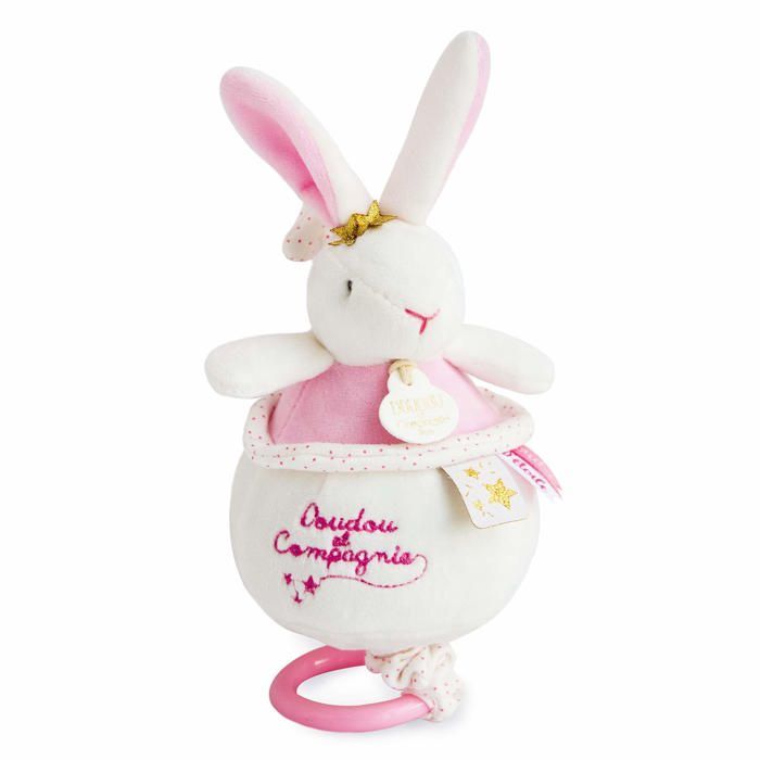 DOUDOU ET COMPAGNIE Lapin Fleurs - Boîte à musique