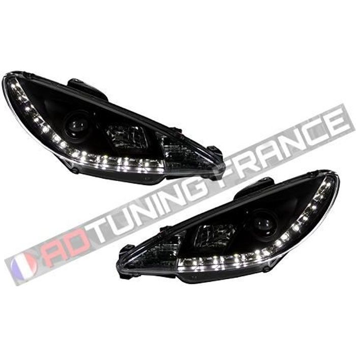 2 FEUX PHARE AVANT DEVIL EYES LED FOND NOIR PEUGEOT 206 & CC DE 1998 A 2006
