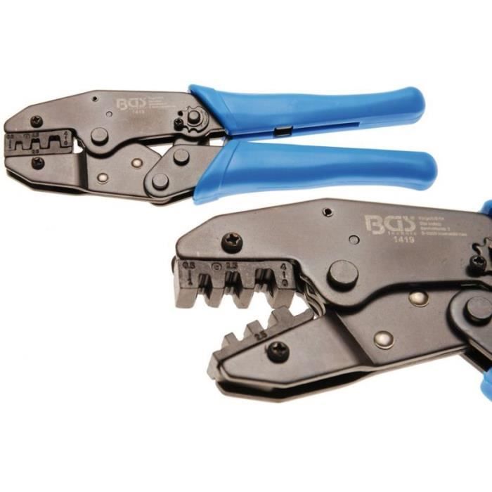 Pince à sertir avec fonction cliquet pour cosses de câble non isolées 0,5 - 6 mm²