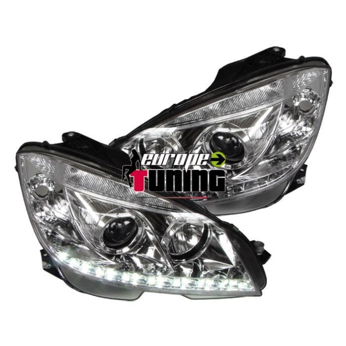 phares design, set W204, 07-11 cristal/chrome SET COMPLET pour: Mercedes W204 07-11
