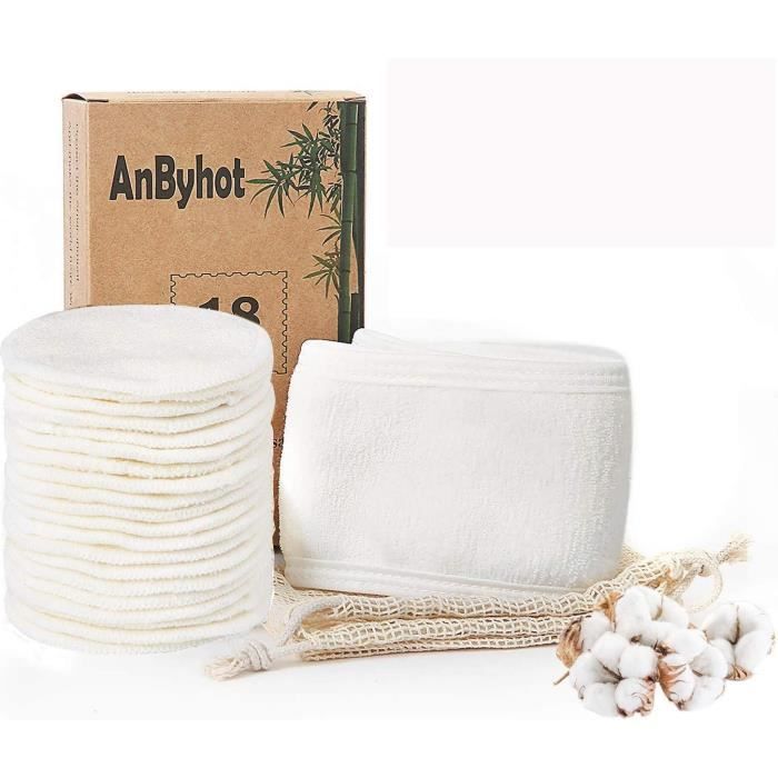 Lingettes et accessoires Disques Coton Demaquillant Lavable - Zodight Tampons Démaquillants En Bambou Bio Réutilisables 666545