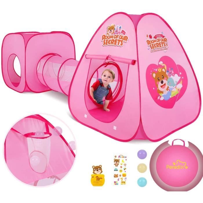 3 en 1 pop-up tente avec tunnel pour enfant,tunnel de jeu pour enfants,cabane jeu tunnel pliable intérieure extérieure,cadeaux tente