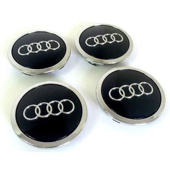 juxinchang - 4x Cache Moyeu Roue Audi 69mm Noir emblème logo