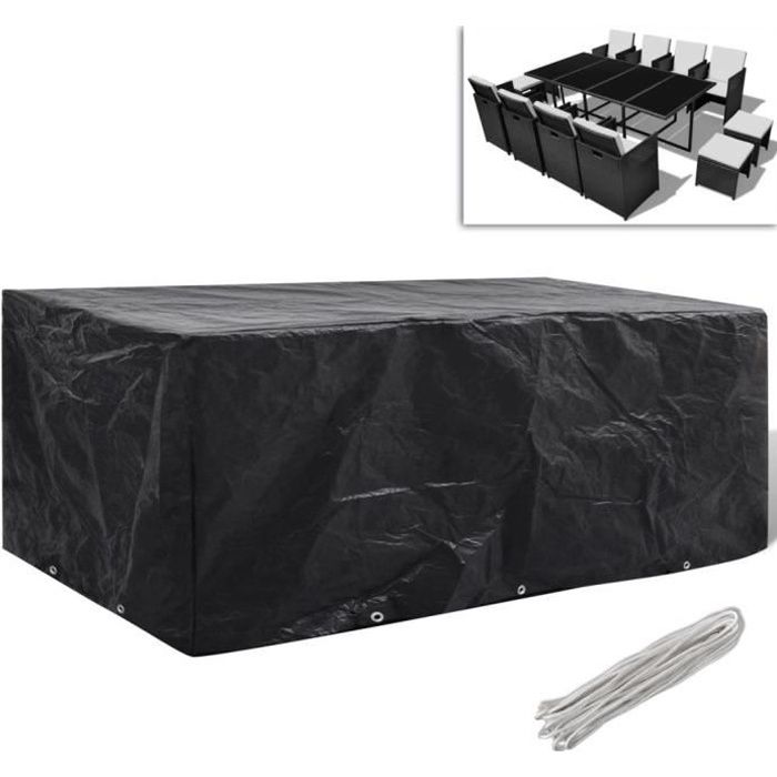 {LUXE}3498Luxueux Housse de salon de jardin Housse de Protection imperméable pour Meubles de Jardin Couverture Résine tressée 10 œil