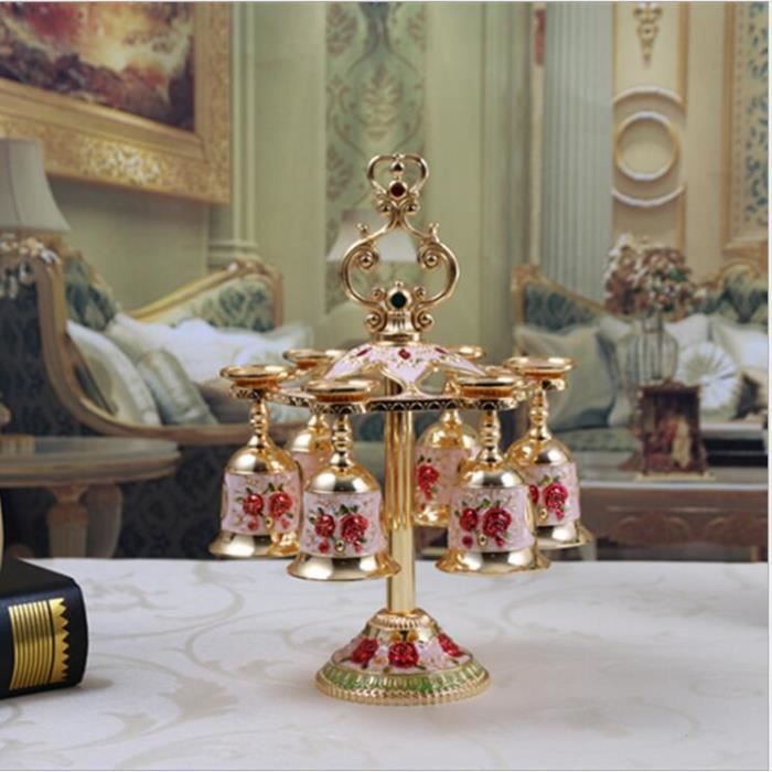 Carafes vin,Distributeur européen de bouteilles, verres à vin en métal argenté, whisky, carafe de - Type gold white red flowe