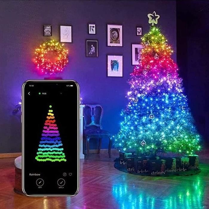 20M USB Mobile Bluetooth LED Guirlande Lumineuse pour Sapin de Noël Décor App Télécommande Décoloration Chaîne D'éclairage