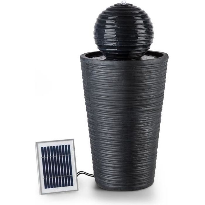 Blumfeldt Liquitorre XL Fontaine de jardin avec éclairage LED - alimenation par panneau solaire ou batterie - en polyrésine