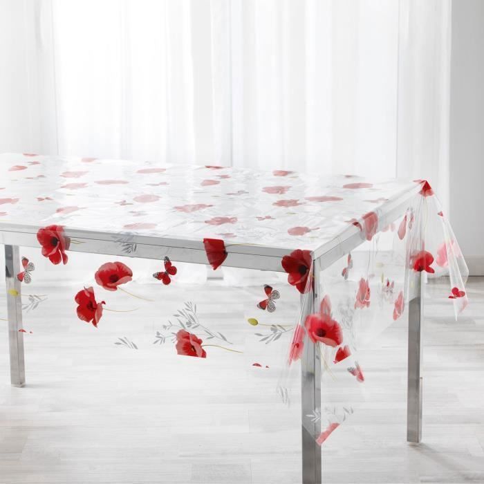 CDaffaires nappe cristal rectangle 140 x 240 cm pvc imprime 14-100e poppyly