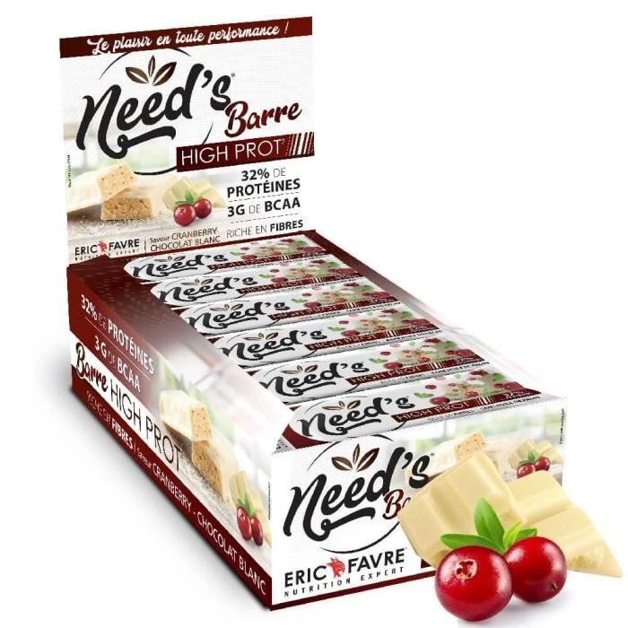 Eric Favre - Barres Protéinées Need's High Protein - Proteines - Cranberries - Display de 20 unités