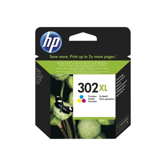 HP 302XL À rendement élevé tricolore à base de colorant originale cartouche d'encre pour Deskjet 11XX, 21XX, 36XX Envy 45XX…