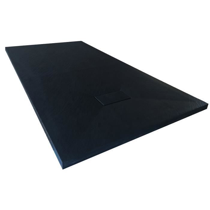 Receveur de douche extra plat PIATTO en SoliCast® 90x90 surface ardoisée, noir Noir